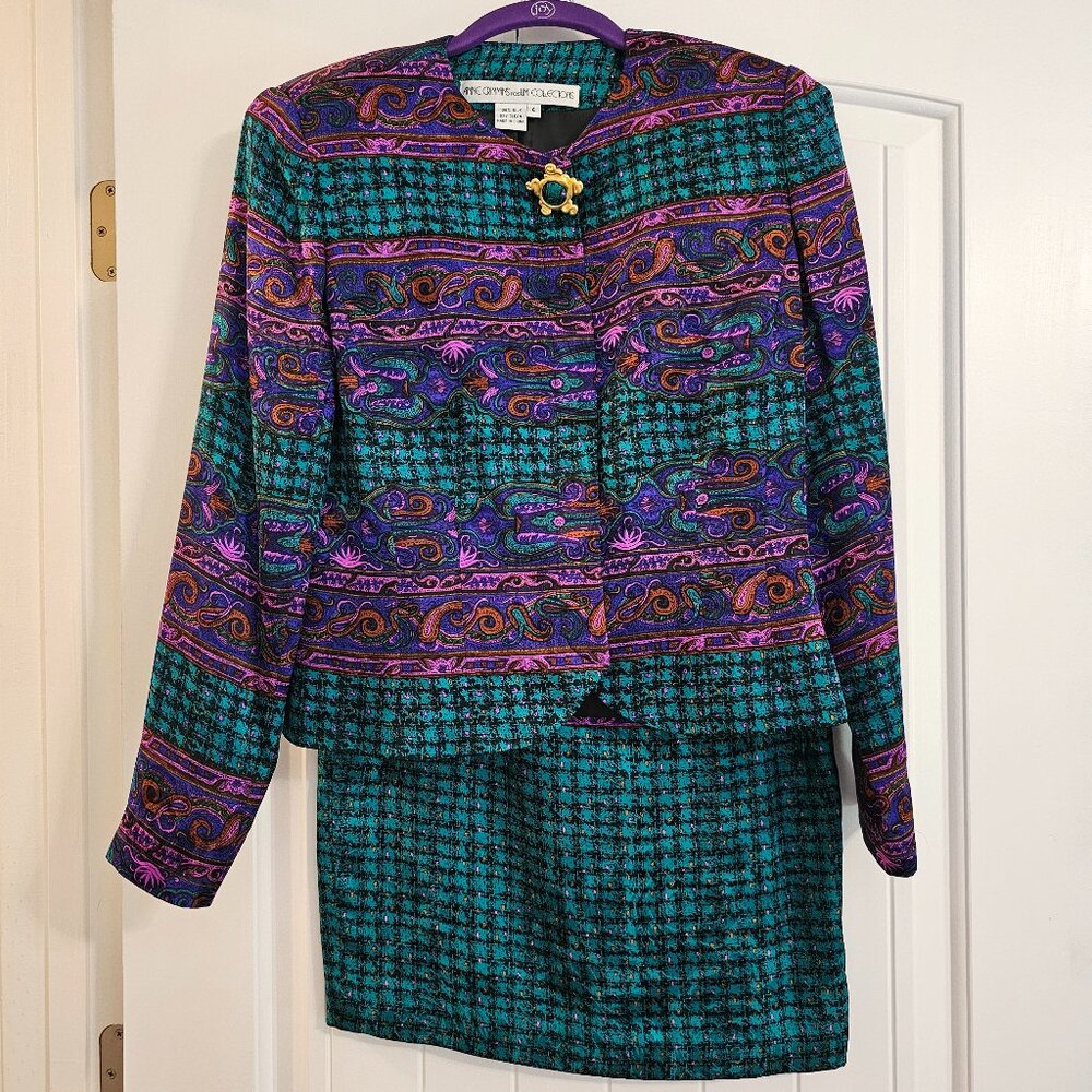 Vintage Women's Anne Crimmins UMI Collections‎ Silk Skirt Set Size 4